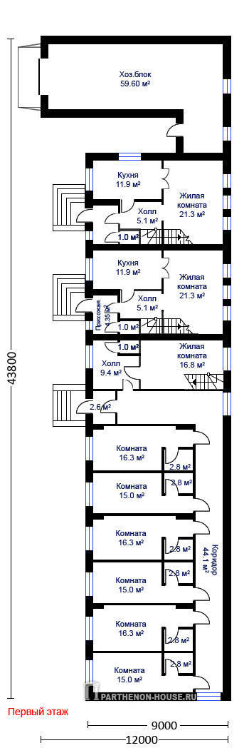 1 этаж Проект мотеля МА 512-0